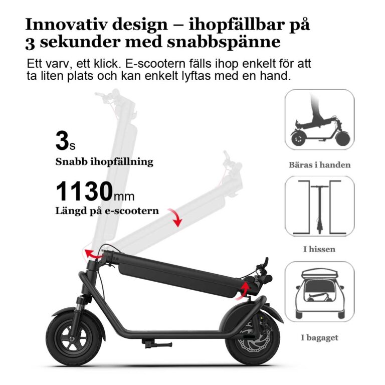 Kraftfull elscooter med fjädring max 1000W och 50 km räckvidd - Elkicken